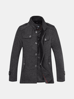 Winter Thick Warm Jacket Knitted Stand Collar Single Breasted Woolen Coats for Men