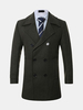 Winter Thick Warm Long Coat Woolen Double-breasted Turndown Collar Slim Fit Outwear for Men