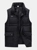 Winter Thicken Outdoor Multi-Pockets Duck Down Stand Collar Waistcoat for Men