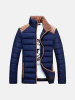 Winter Thicken Warm Shoulder Stitching Stand Collar Slim Jacket for Men