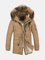 Winter Thicken Warm Slim Multi Pockets Detachable Hood Padded Jacket for Men