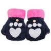 Winter Warm Cute Cat Claw Plush Short Fingerless Gloves Half Finger Flip Mittens