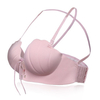 Wireless Raw Cut Front Bandage Cross-criss Back Adjustable Bandeau Bras