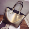 Woman Bright PU Tote Bag Handbag Elegant Shoulder Bag