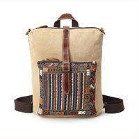 Woman Canvas Crossbody Bag Rainbow Color Retro Shoulder Bag