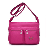Woman Double Zipper Nylon Crossbody Bag Shoulder Bag Tote Bag