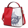 Woman Pu Handbag Crssbody Bag Cat Pattern Shoulder Bag High-End Tote Bag