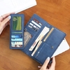 Women 2pcs Vintage Long Purse Pure Color Card Holder Wallet