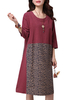 Women 3/4 Sleeve Floral Stitching Pocket Vintage Dresses