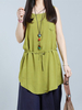 Women 7Colors Pure Color Drawstring Vintage Tank Tops