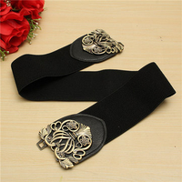 Women Adjustable Flower Elastic Stretch Buckle Wide Waist Belt
