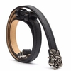 Women Adjustable Flower Leather Waist Strap Skinny Thin Buckle Belt