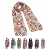 Women Animal Print Owl in Tree Scarf Sunscreen Long Soft Shawl