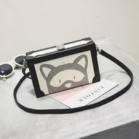 Women Animal Print PU Crossbody Bag Cartoon Square Bag Shoulder Bag