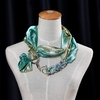 Women Artificial Satin Crytstal Jewelry Scarf Green Blue Printed Necklace Scarves