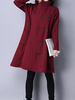 Women Autumn Winter Long Sleeve High Collar Pocket Vintage Trench Coats
