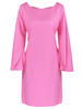 Women Back Bow Tie Chiffon 3/4 Sleeve Mini Dresses