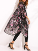 Women Batwing Sleeve Floral Print Pront Open Kimono Cardigans