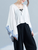 Women Batwing Sleeve V-Neck Lace Up Loose T-shirts