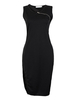 Women Black Zipper Slit Sleeveless Bodycon Pencil Dress