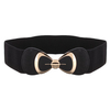 Women Bowknot Buckle Leather Waistband Wide Elastic Stretch Waist Belt