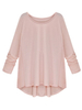 Women Bowknot Patchwork Irregular Hem Long Sleeved Solid O-neck T-Shirt