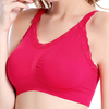 Women Breathable Lace Hem Seamless Wireless Yoga Sleeping Bra