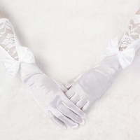 Women Bridal Wedding Dress Long White Satin Gloves