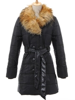 Women Brief Hooded Long Sleeve Fur Collar Thick Coat