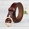 Women Brief Pin Buckle Second Layer Leather Belt Casual Alloy Round Buckle Strap Belt