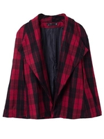 Women British Style Grid Cloak Shawls Joker Leisure Short Coat