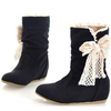Women Butterfly Knot Pu Leather Mid Calf Snow Boots