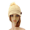 Women Button Crochet Knit Beret Hat Ski Baggy Beanie Ball Wool Cap