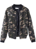 Women Camouflage Printed Long Sleeve Zipper Pilot Jacket