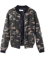 Women Camouflage Printed Long Sleeve Zipper Pilot Jacket