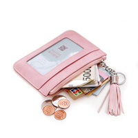 Women Candy Color Short Purse Portable Tassel Zipper Card Holder Wallets Coin Bags