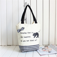 Women Canvas Casual Cute Cartoon Cat Handbag Shoulder Bags
