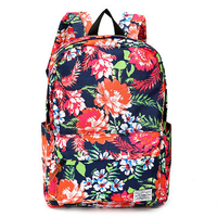 Women Canvas Casual Flower Print Backpack Travel Shopping School Bags