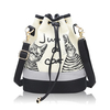 Women Canvas Cat Bucket Drawstring Backpack Crossbody Bag