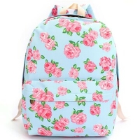 Women Canvas Floral Printed Backapck Satchel Rucksack