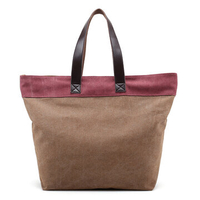 Women Canvas Hitcolor Tote Bag Casual Handbag Shoulder Bag