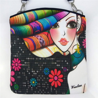 Women Canvas Printing Cartoon Pattern Shoulder Bags Crossbody Bags