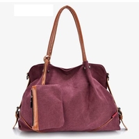 Women Canvas Tote Bags Shopping Bags Casual Crossbody Bags Clutches Wallets 3 Pcs