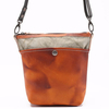 Women Canvas With Leather Hitcolor Crossbody Bag Genuine Leather Bucket Bag