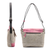 Women Canvas With Leather Hitcolor Crossbody Bag Genuine Leather Messenger Bag