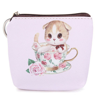 Women Cartoon Cat Zipper Cion Bag Wallet