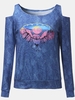 Women Casual Animal Print Off-shoulder Long Sleeve T-shirt