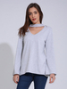 Women Casual Bandage Halter Long Horn Sleeve T-shirt