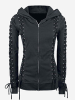Women Casual Bandage Hooded Long Sleeve Coat