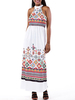 Women Casual Bohemia Print Halter Sleeveless High Waist Maxi Dress